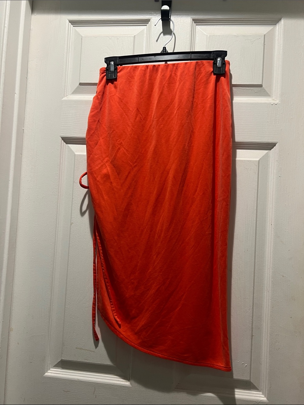 Open Edit Ruched Side-Tie Skirt in Vibrant Orange - Picture 6 of 8
